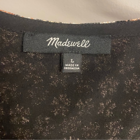 Madewell Velvet Tulip-Sleeve Ruffle Top Dark Floral, Size L, short split sleeve - Picture 4 of 6